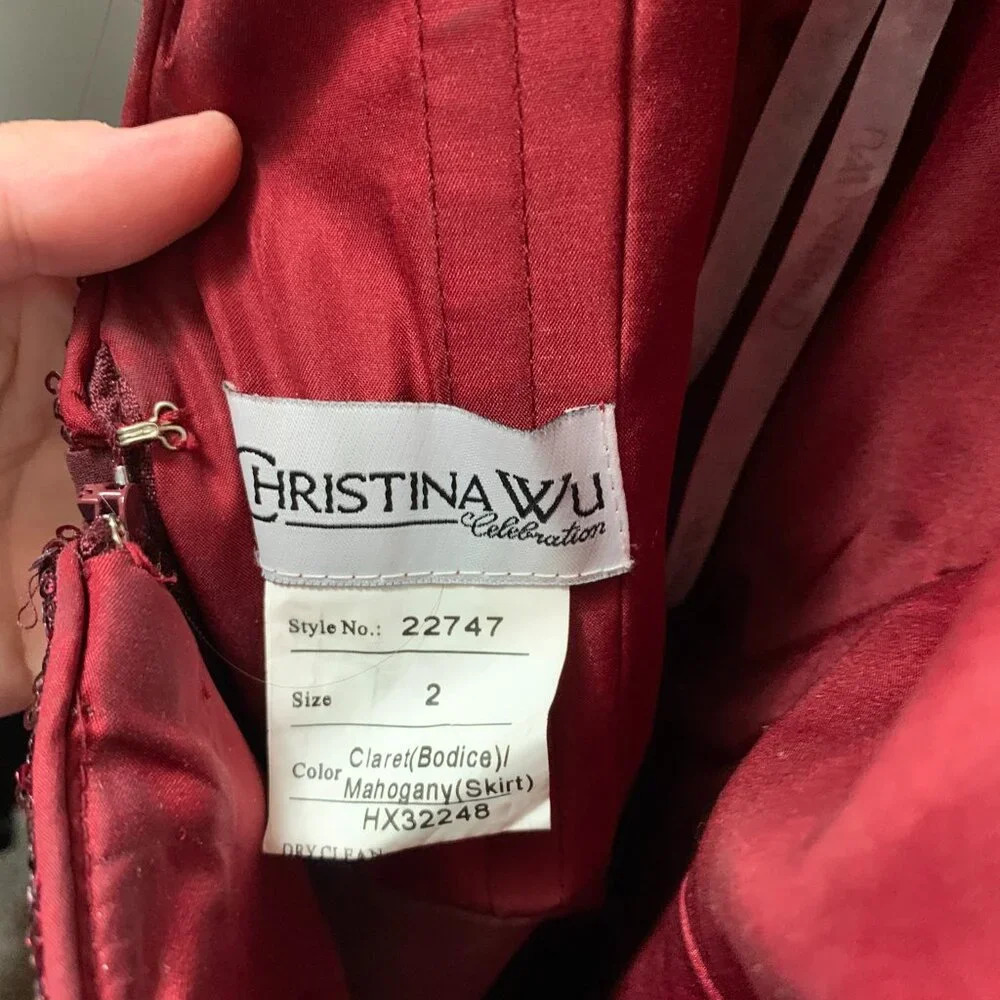 Christina Wu, Burgundy Bridesmaids dress - Picture 5 of 8
